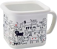 Toyohoro Plune. YJ-821 Multi Square Pot, Enamel (Monotone Dog), White, W 6.9 x D 5.5 x H 4.6 inches 