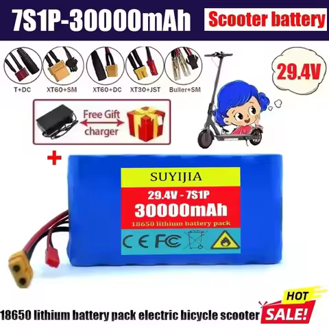 24V 7S1P Scooters Battery 30000mAh Lithium-ion Battery Pack for Small Electric Unicycles Scooters To