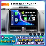 Android 14 Multimedia  Auto Radio For Honda CR-V 2 CRV 2001 2002 2003 2004 2005 2006 player GPS Trac