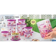 Tupperware Garden Blooms One Touch Topper Junior (6) 600ml - Airtight Used Snek/Kuih Raya