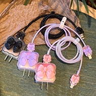 Simple style bow Sleeve Charger Cable Protector Cover 3D Soft Silicone Charger Case for IPhone 18w 2