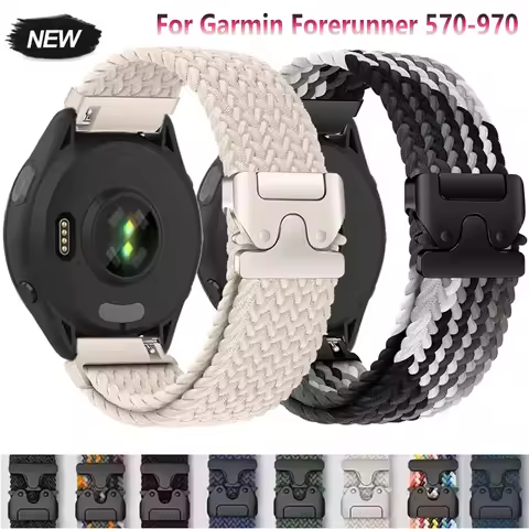 Braided Nylon Strap For Garmin Forerunner 970 570 965 55 255 Music Parachute Buckle Watchband Garmin