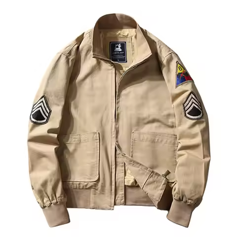 2025 Brad Pitt Fury WW2 Tanker Khaki Spring Military Cotton Bomber Jacket Lightweight Men's Cotton T