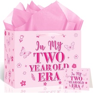 Beg Hadiah Hari Lahir Ke-2 Woosytoo Pink untuk Bayi Perempuan - Beg Hadiah "In My Two Year Old Era" 
