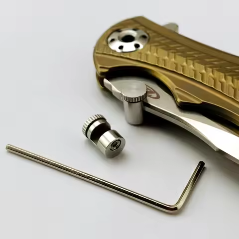 4 Sets Exquisite CNC Technic EDC BK110 Brass Knife Push Button Plate Knife Pusher Nail