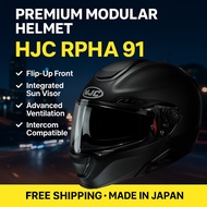 HJC RPHA 91 Modular Helmet – Sun Visor & Bluetooth Ready | Premium Matte Black | Japan Original