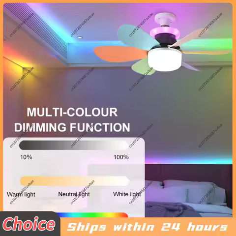 40W Flush Mount Ceiling Fan Lamp RGB Dimmable Ceiling Fan Chandelier Stepless Dimming Decorative Cei