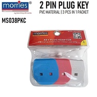 Morries 2 Pin Socket Plug Key to 3 Pin UK Singapore Socket Plug Cover Safety Plug MS-038PKC