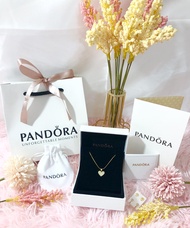 Pandora Heart Studded Necklace with Box and Earrings Gold Necklace