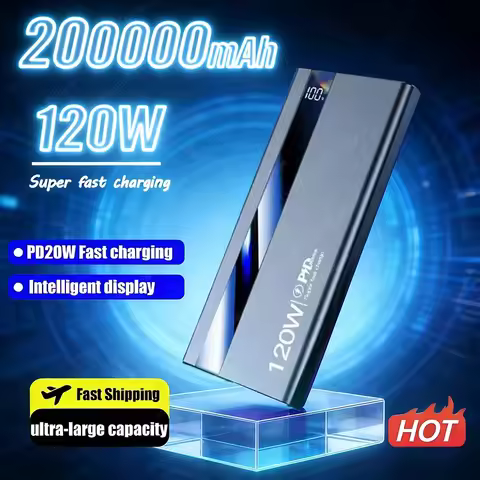 Fast Charging Power Bank For Xiaomi Iphone Samsung 200000mAh 120W Power Bank Super Battery High Capa