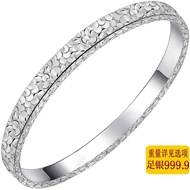 999.9 Solid Fashion Birthday Gift Closed Bracelet Shiny Pure Silver Broken Ice Sterling Silver Silve