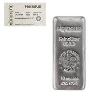 ! HERAEUS 10 OZ SILVER PERAK BATANGAN SERTIFIKAT 311GR NOT RCM NADIR -