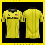 Jersey Malaysia Harimau Malaya Retro Baju Lelaki Yellow Black Custom Jersey Collar Activewear Retro 