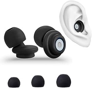 Ear Plugs for Noise Reduction,Noise Cancelling Earplugs for Sleeping,Reusable Hearing Protection in Soft Silicone, Noise 28–32DB with 3 Ear Tips in XS/S/M/L for Sleep,Work,Study,Travel (Black)