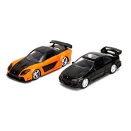 NEW JADA 1:32 - FAST & FURIOUS TWIN PACK HONDA CIVIC EJ1 & MAZDA RX-7 SAFE PACKING