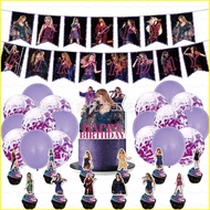 B4 Taylor Swift kids party decorations banner cake topper balloons set 4B