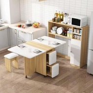 多功能摺疊餐桌椅組合 摺疊餐桌家用小戶型可移動餐桌邊櫃組合伸縮多功能長方形吃飯新款