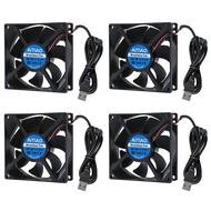 AITIAO 4Pcs 80mm USB Fan 5V DC 8025 Brushless Cooling Fans 80mmx25mm Oil Bearing Fan for 3D Printer 