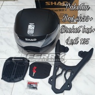 Shad SH33 Box Package plus Shad SH33 Backrest plus Lexi 125 Box Bracket Shad Top box/ 33SH plus Lexi