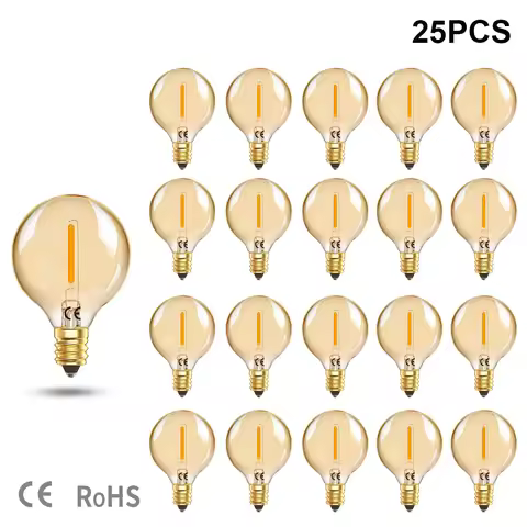 G40 1W LED String Light Replacement Bulb Amber glass E12 220V Warm White 2200K LED Lamp Replace For 