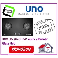 UNO UG 2076TRSV 76cm 2-Burner Glass Hob