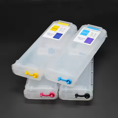4Pcs Refillable Ink Cartridge with Reset Chip for HP Designjet 500 800 510 HP500 HP800 Printer