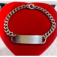 Silver Wristband Vintage Style Second-Hand Japanese Warehouse ID Bracelet Empty Plate Simple And Ele