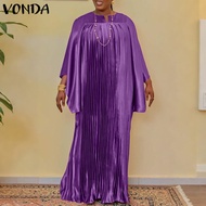 VONDA | ชุดเดรสออกงานแต่งงานสำหรับผู้หญิงไซส์ใหญ่ 5XL ยี่ห้อ VONDA ดีไซน์หรูหรา แขนยาวทรงค้างคาว จับ
