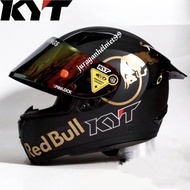 Helm Full face KYT R10 Black Glossy Paket Ganteng Red Bull