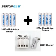 Beston C9009 Charger + Beston 1100mAh AAA + 3000mAh AA Rechargeable Battery