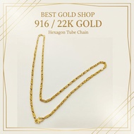 22k / 916 Gold Hexagon Tube Chain by Best Gold Shop