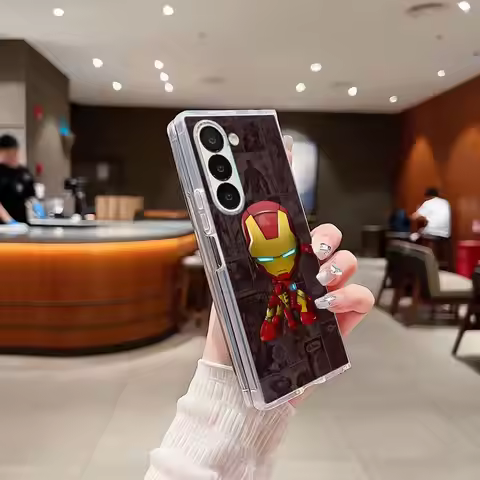 Q Version Of Lron Man Hard Phone Cover Case for Samsung Galaxy ZFold7 ZFold3 ZFold4 ZFold5 ZFold6 Z 