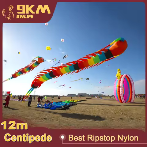 9KM DWLIFE 12m Centipede Kite Line Laundry Kite Soft Inflatable 30D Ripstop Nylon for Kite Festival 