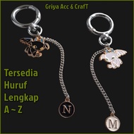 GANTUNGAN Initial Name Keychain Mix Double Pendant Night Fury & Light Fury Keychain Stylish Toothles