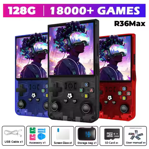 AISLPC R36MAX Open Source Retro Handheld Game Console 128G 4.0 Inch IPS Screen R36 MAX Portable Pock