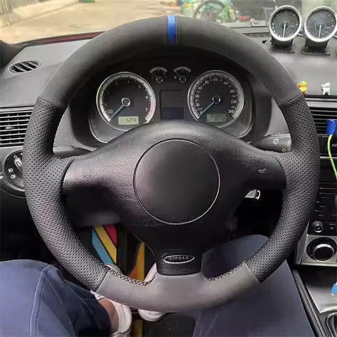 Car Steering Wheel Cover Hand Sewing Auto Interior Accessories For Volkswagen Golf 4 Mk4 Old VW Pass