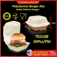 (50pcs/pkt) Bekas Polisterin Kotak Bungkus Burger Polystyrene Foam Burger Box Degradable/Heat Resist