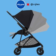 Cybex Melio Carbon folding stroller - Comes with raincoat, cup holder, Adapter Set and 2 stroller cu