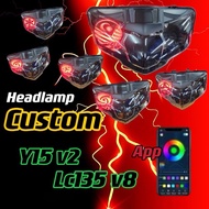 NARUTO LED HEADLAMP Y15ZR V2 LC135 V8 FI CUSTOM MADE Y15 LAMPU BESAR DEPAN HEAD NARUTO SHARINGAN FRO