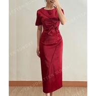 Red Formal Dress with Flower Detail – Formal, Church Dress, Party & OOTD Outfit