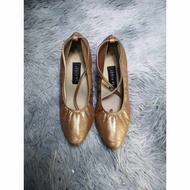 Metallic Bronze Ankle Strap Kitten Heels