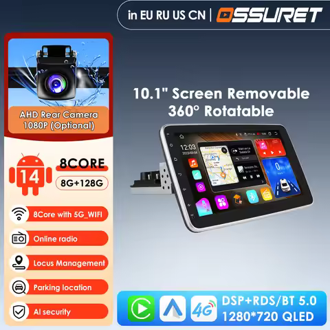 10.33'' Rotate Touch Screen Removable AI Car Intelligent Systems 4G Carplay Car Radio for Universal 