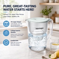 [RAYA SPECIAL] Vortopt 3.5L Water Filter Pitcher 4-Stage Filtration Alkaline Jug Penapis Air + FREE 