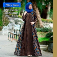 gamis batik kombinasi polos/ gamis jumbo - biru xxxl