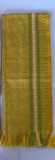 Set kain songket dan selendang Warna Kuning kain songket Thailand//kain songket murah// kain songket