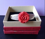 紅珊瑚玫瑰晶鑽手環