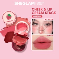 SHEGLAM Very Cherry Cheek & Lip Cream Stack Matte Blush Palette Natural Face Blusher Powder  Memerah