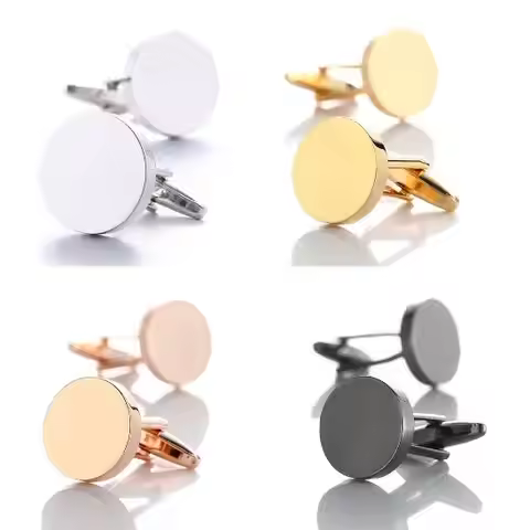 10pairs/lot Classic Round Plain Cufflinks Gunblack/Rosegold Cuff Links Simple Business Style Men's J