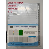 A4 INDEX DIVIDER ALPHABET Grey PP Index Divider (A - Z)