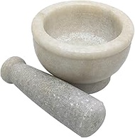 NeuOrigin Marble Mortar and Pestle Set - 4" Stone Grinder Bowl and 2" Ceramic Pestle for Kitchen and Spice Grinding - Perfect for Herbs, Spices, Salt, and More
